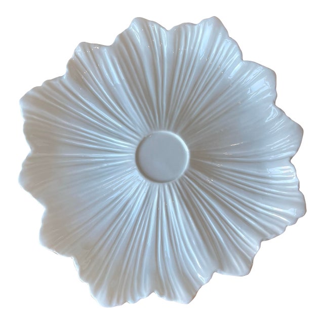 1960's Whittier Potteries California Lotus Flower 13" Chip Platter 453 For Sale