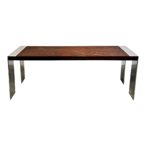 1970s Flair Rosewood, Chrome Midcentury Console Table, Baughman Attributed