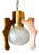 Scandinavian Style Wood and Striped Glass Hanging Lamp, 1970s For Sale