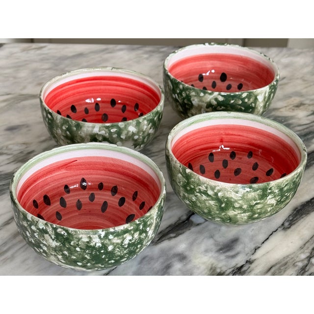 Mid 20th Century Hand Made in Greece Vintage Watermelon Bowls - Set of Four For Sale - Image 5 of 11