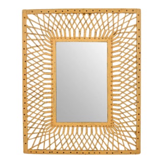 Vintage Peach Boho Industrial Iron Work Mirror For Sale