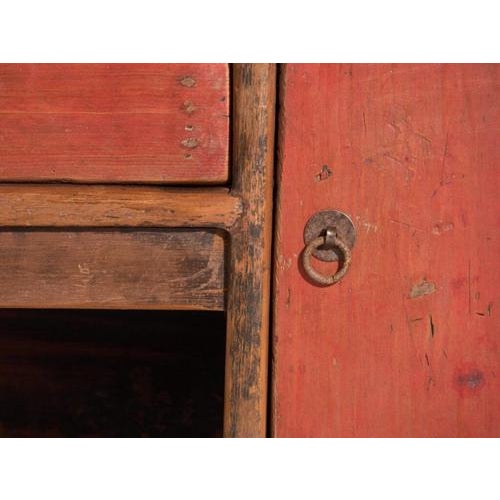 Low Antique Sideboard in Red-Lacquered Elm, China, 1900 For Sale - Image 9 of 15