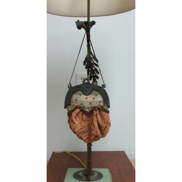 1990s John Richard French Beaded Victorian Hanging Purse Italian Regency Table Lamp W/ Shade For Sale - Image 10 of 12