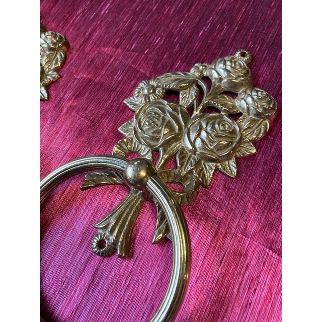 1970s Hollywood Regency Brass Door Knockers - a Pair For Sale - Image 4 of 6