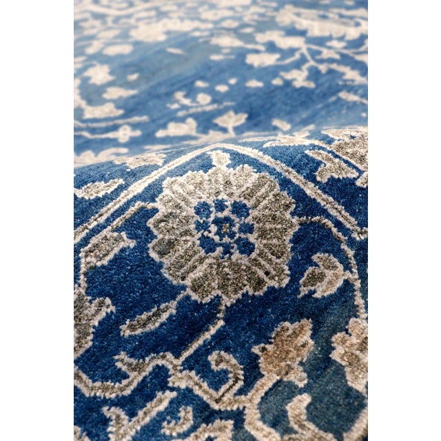 Textile Pasargad Home Transitional Blue Area Rug-9' 0" X 11'10" For Sale - Image 7 of 12