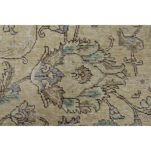 Tabriz Rug 9’2” X 10’8” Beige Wool Vintage Distressed Hand-Knotted Carpet For Sale - Image 10 of 15