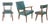 Vintage Italian Armchair and Chairs in Wood and Faux Leather, 1950s, Set of 3 For Sale