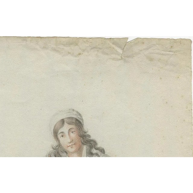 Dutch Drawing of a Standing Woman with Staff – Attributed to Verburgh, 1797 : A finely drawn early 19th-century figure...