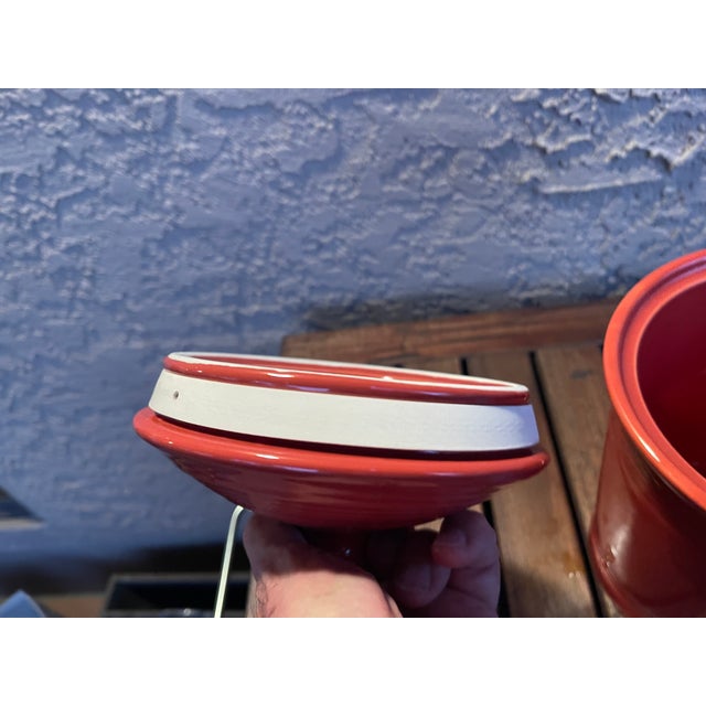 2000 - 2009 Vintage Large Homer Laughlin Fiesta Persimmon Canister & Lid - Retired For Sale - Image 5 of 6