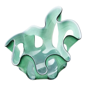 1970s Polish Hand Blown Art Glass Green Vase
