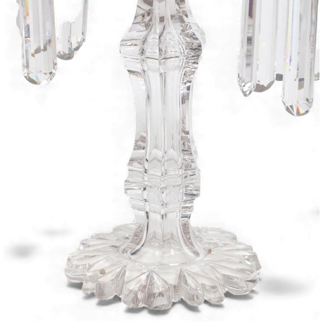 Pair of Antique Bronze & Irish Cut Crystal 2 Light Girandole Candelabra.