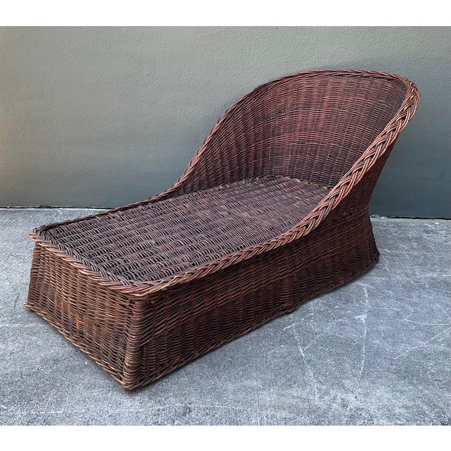 Vintage Braided Rattan Chaise Lounge From the Estate of Roberta Flack For Sale - Image 4 of 12