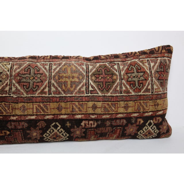 Antique Caucasian Tribal Handwoven Wool Lumbar Pillow Cuhion -16'' X 42'' For Sale In Tampa - Image 6 of 13