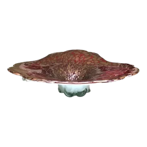 Italian Mid-Century Modern Tricorne Murano Cased Glass Bowl With Gold Inclusions Red Background, 1960s