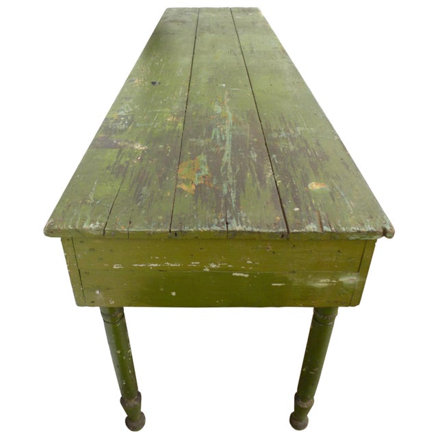 Rustic 1930s 5-Legged Rustic Console Work Table For Sale - Image 3 of 4