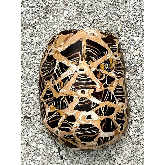 Vintage Boho Artisanal Pigmented Plaster Scagliola Wall Pocket For Sale - Image 4 of 12