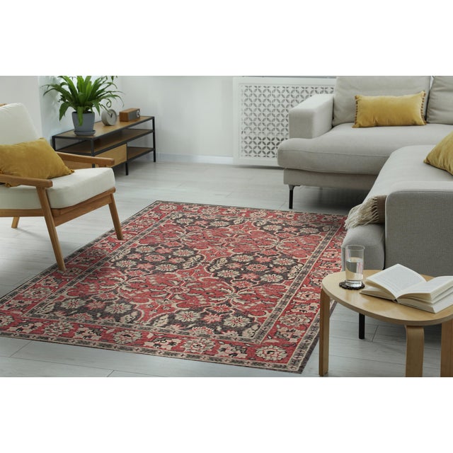 Blush 6x9 Majestic Classic Coral Modern Floral Hand Knotted Wool Carpet Rug For Sale - Image 8 of 9