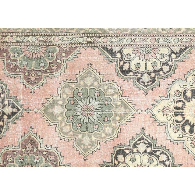 1960s Turkish Oushak Rug. Hand woven with wool on wool foundation in the Oushak region of Western Turkey. The Anatolian...