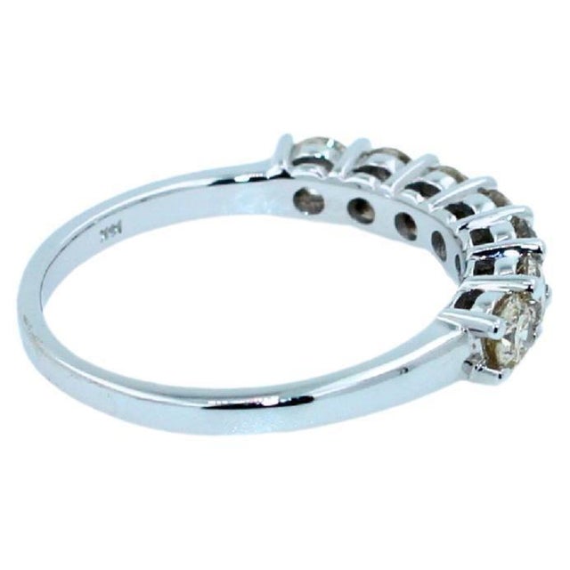 Contemporary Diamond Classic Stack Eternity Wedding Anniversary Band 18 Karat White Gold Ring, Size 6.5 For Sale - Image 3 of 8