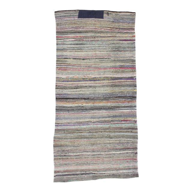 1960s Turkish Striped Rag Rug For Sale