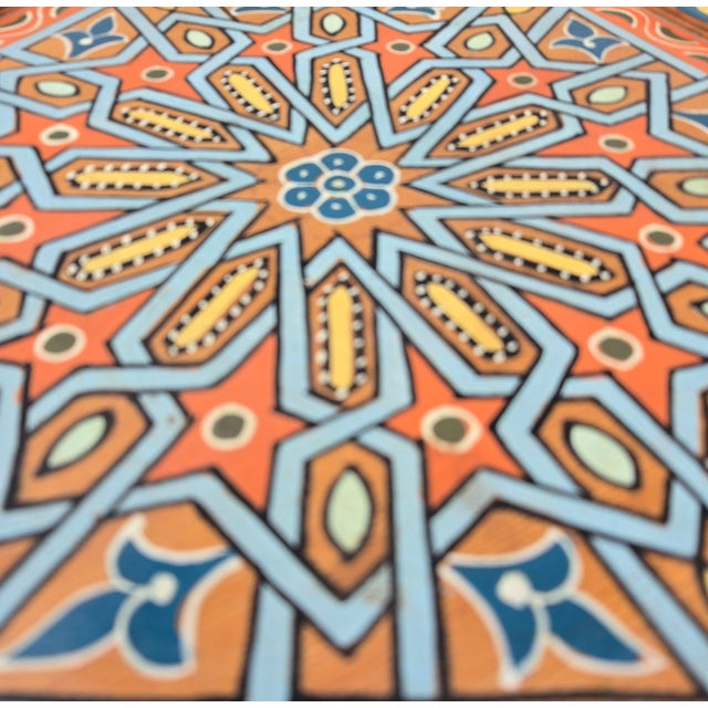 This is a 100% well maintained hand painted and hand carved Moroccan hexagonal shape side table or end table. Great...