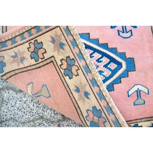 1960s Vintage Pastel Pink Rug For Sale - Image 10 of 11