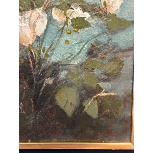 M. Jakobsson, White Flowers, 1950s, Oil on Canvas, Framed For Sale - Image 16 of 18