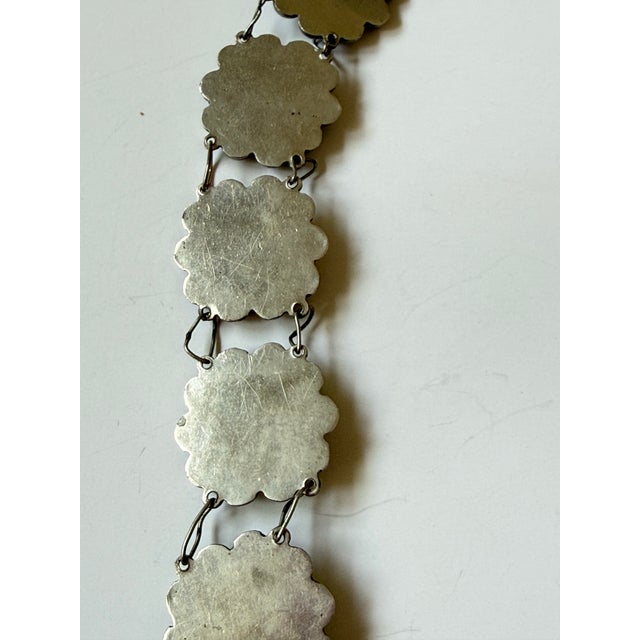 Metal 1970s Mexican Sterling Silver & Turquoise Concho Belt For Sale - Image 7 of 8