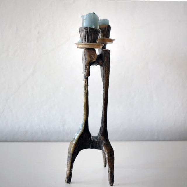 1960s Brutalist Bronze Sculptural Candle Holder Chairish