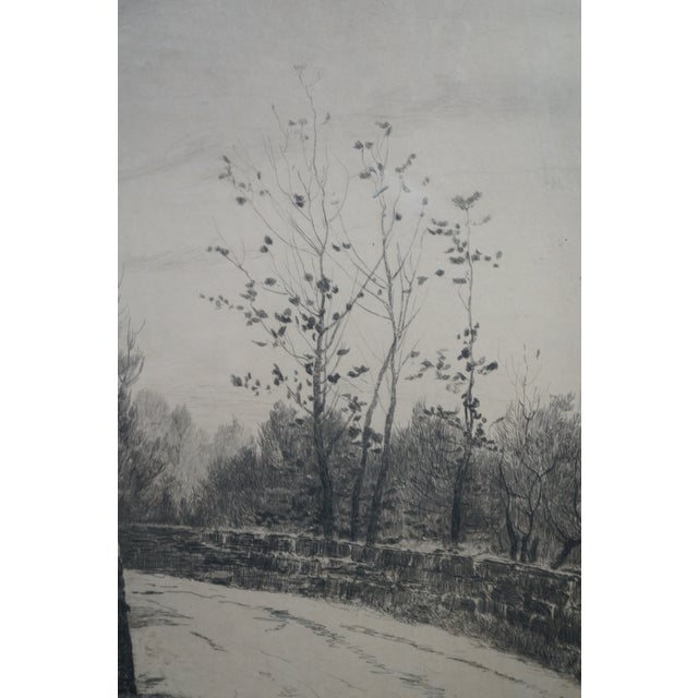 Printmaking Materials Antique Louis Kinney Harlow Signed Stone Bridge River Landscape Etching 27" For Sale - Image 7 of 11