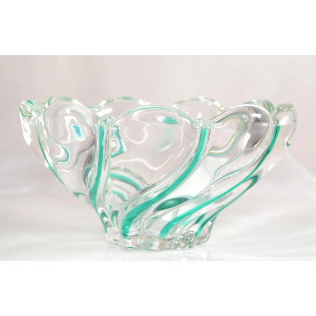 Mikasa Vintage Heavy Clear Art Glass Green Swirl Bowl