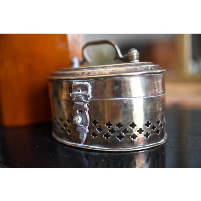 American Vintage Solid Brass Cricket Keeper Box Reticulated Lidded Trinket Case For Sale - Image 3 of 8