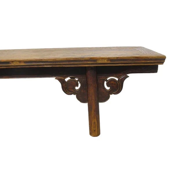 Wood Low 111" Inch Long Antique Chinese Bench Console Table For Sale - Image 7 of 7
