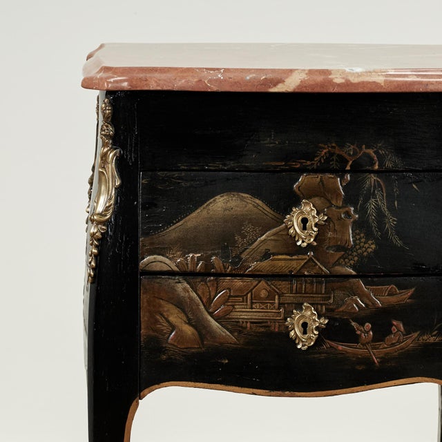 French Antique French Louis XV Style Marble Top Chinoiserie Stand For Sale - Image 3 of 18