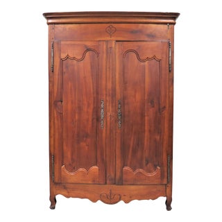 1840 Antique French Farm House Peg Constructed Armoire Wardrobe For Sale