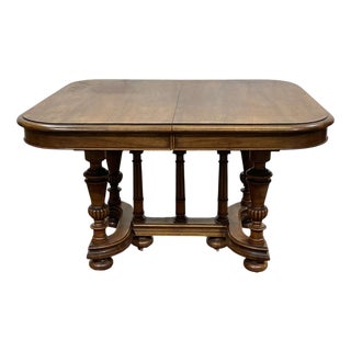 Early 20th Century Henri II Walnut Table with Extensions For Sale
