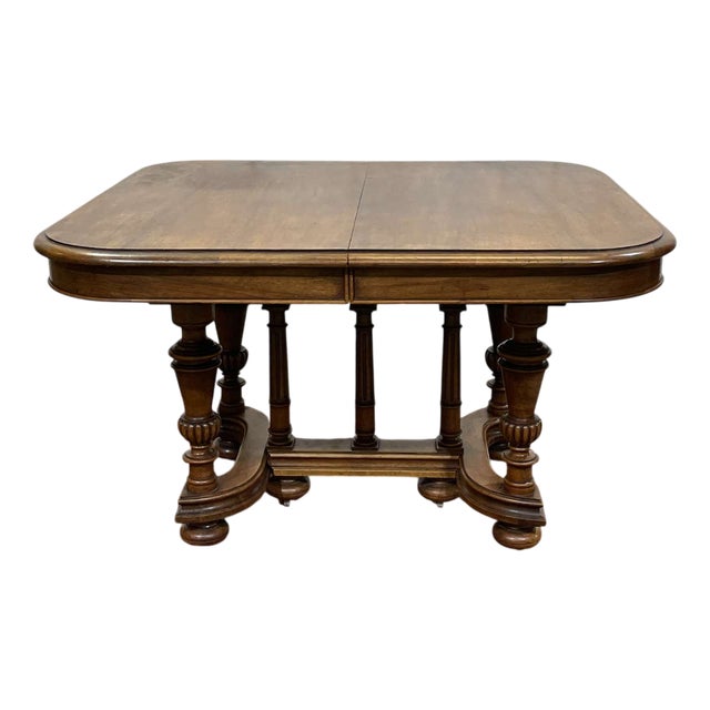 Early 20th Century Henri II Walnut Table with Extensions For Sale