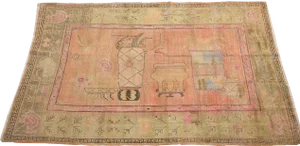 1900s Uzbek Samarkand Pictorial Rug-8'10'' X 5'8''
