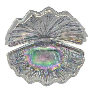 Vintage Iridescent Glass Clam Shell For Sale