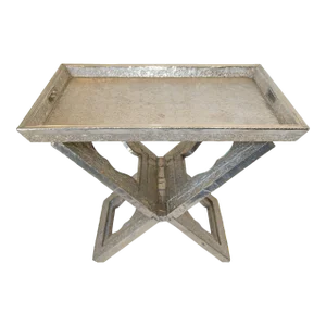 1960 Anglo-Indian Silver Wrapped Clad Folding Tray Table