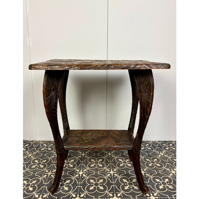 Antique Japanese Hand-Carved Two-Tier Side Table for Liberty & Co. (Circa 1900) An exceptional example of late Victorian /...