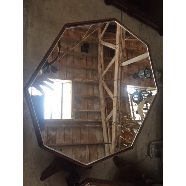 1900's Traditional Octagonal Top Mirrored Tables - a Pair For Sale - Image 4 of 8