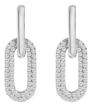 10K White Gold 1/2 Cttw Lab Grown Diamond Dangling Paperclip Drop Earrings