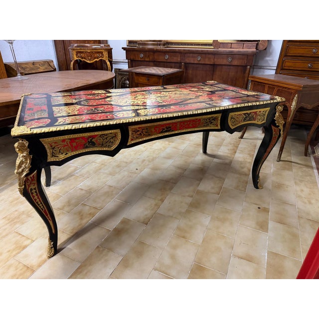 19th Century Boulle Writing Desk, France, 1890s For Sale - Image 6 of 7