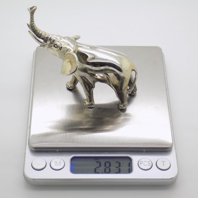 2.8-oz. Vintage Italian Handmade Genuine Sterling Silver Large 925 Elephant Solid Figurine For Sale - Image 11 of 13