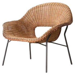 Lounge Chair in Rattan and Metal by Dirk Van Sliedregt, 1960s For Sale