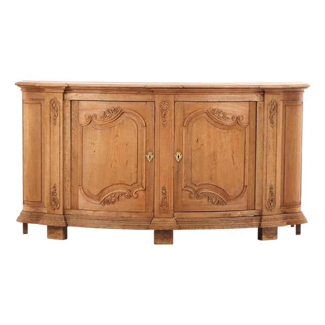 A Belgian Oak Bowfront Buffet / Sideboard, C. 1900. For Sale