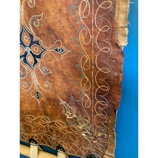 Vintage Handcrafted Leather Folk Art Wall Hanging For Sale - Image 9 of 12