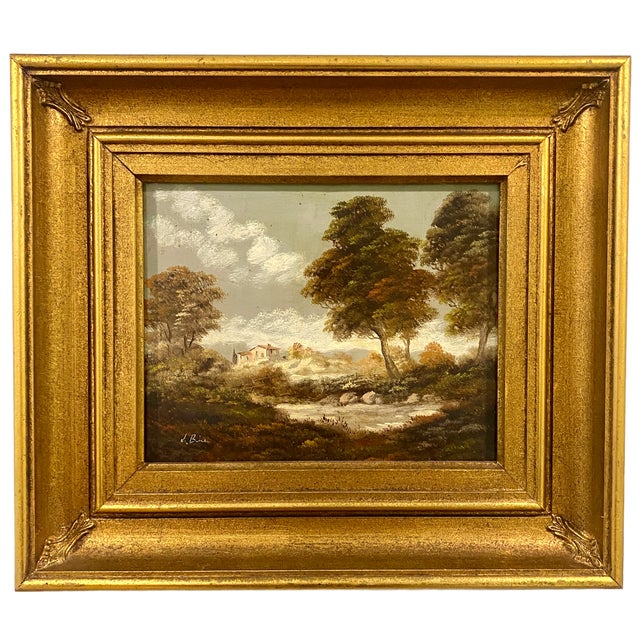 Metal Pair of Italian Landscape Paintings on Copper by L. Bini For Sale - Image 7 of 12