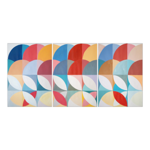 2026, Perpetual Transitions, Bauhaus Movement Triptych, Original Painting in Vivid Tones by Natalia Roman